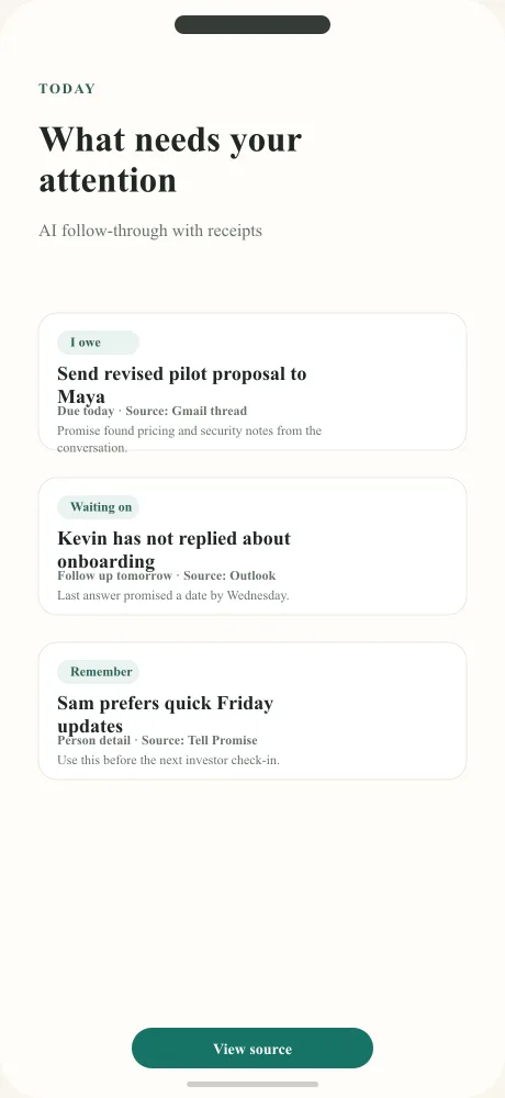 Today brings together a proposal you owe, a reply waiting on you, and upcoming follow-ups.